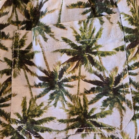 Briggs Womens Palm Tree Print Pull On Linen Blend Comfort Shorts Medium - Picture 7 of 10